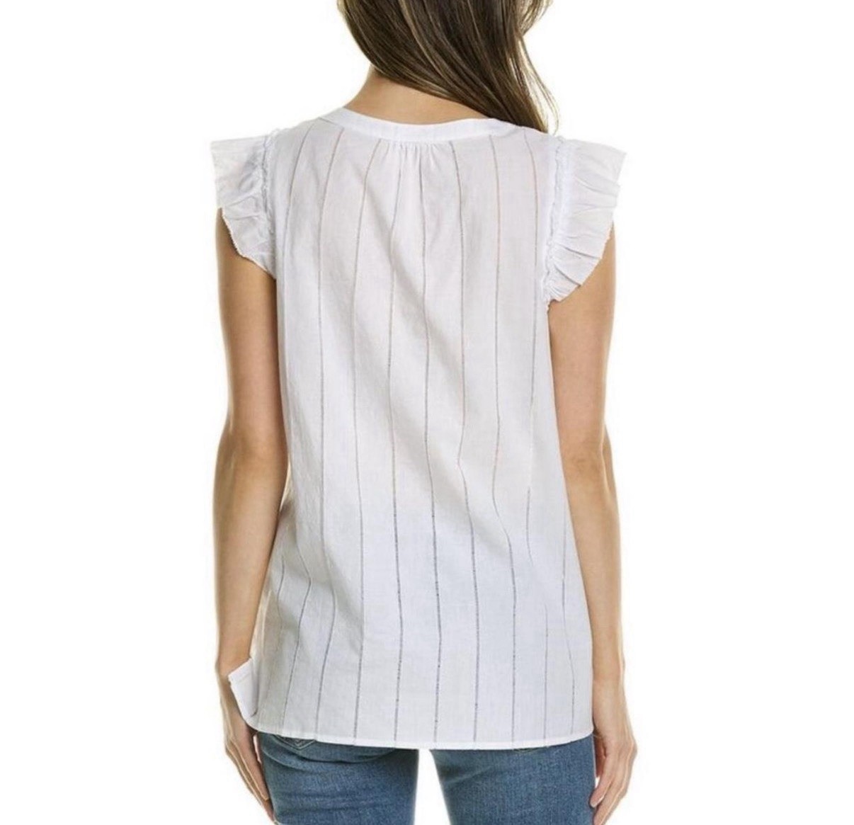 J McLaughlin White Alisa Blouse With Flutter Sleeves