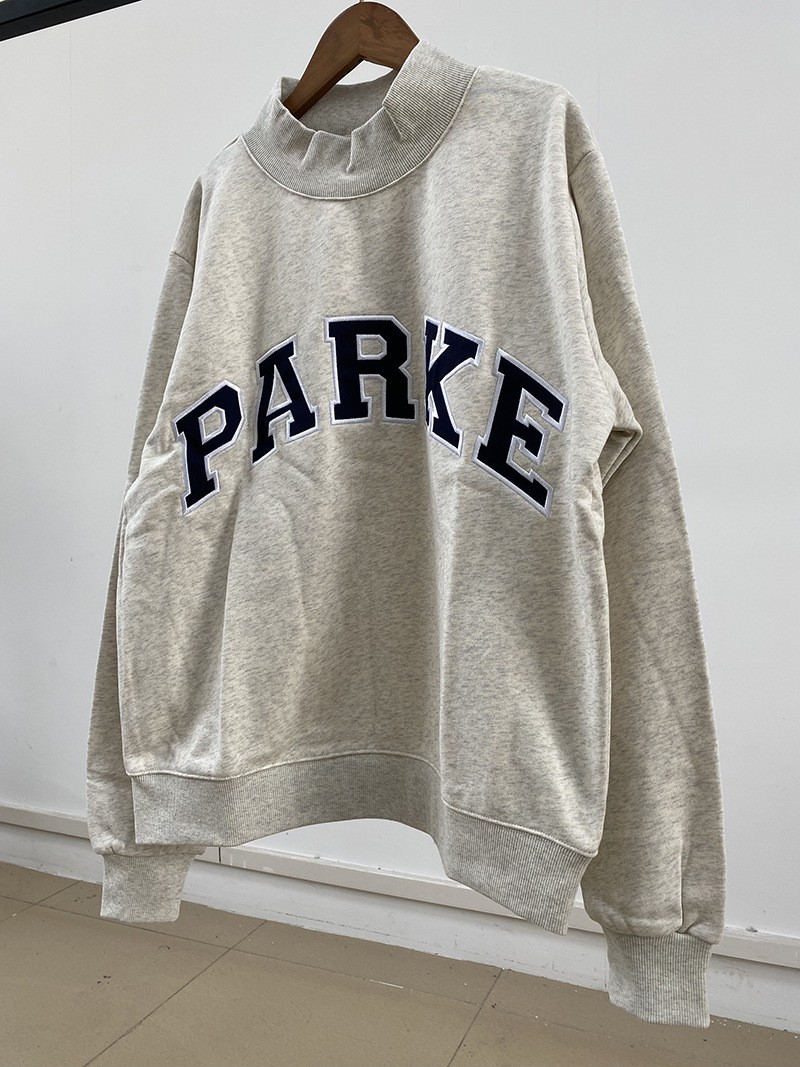 PARKE New Embroidered Mock Neck Stand Collar Loose Women’s Sweatshirt