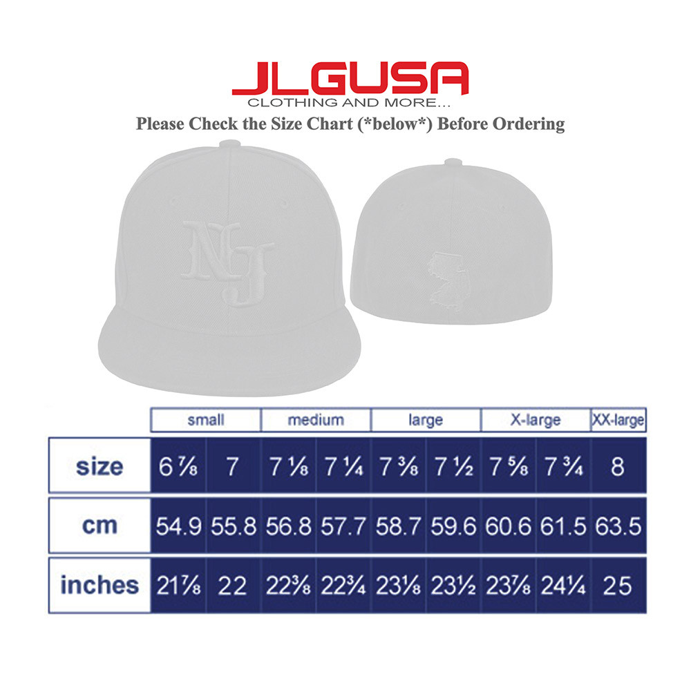 NJ 3D Fitted Embroidery Map Hat Size S M L XL 2XL New Jersey Baseball Cap NEW