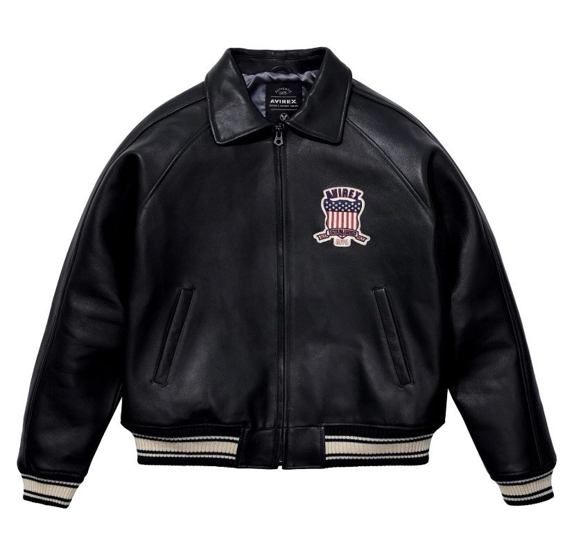 Avirex Men’s Black Real Leather Bomber Jacket American Flight Leather Jacket