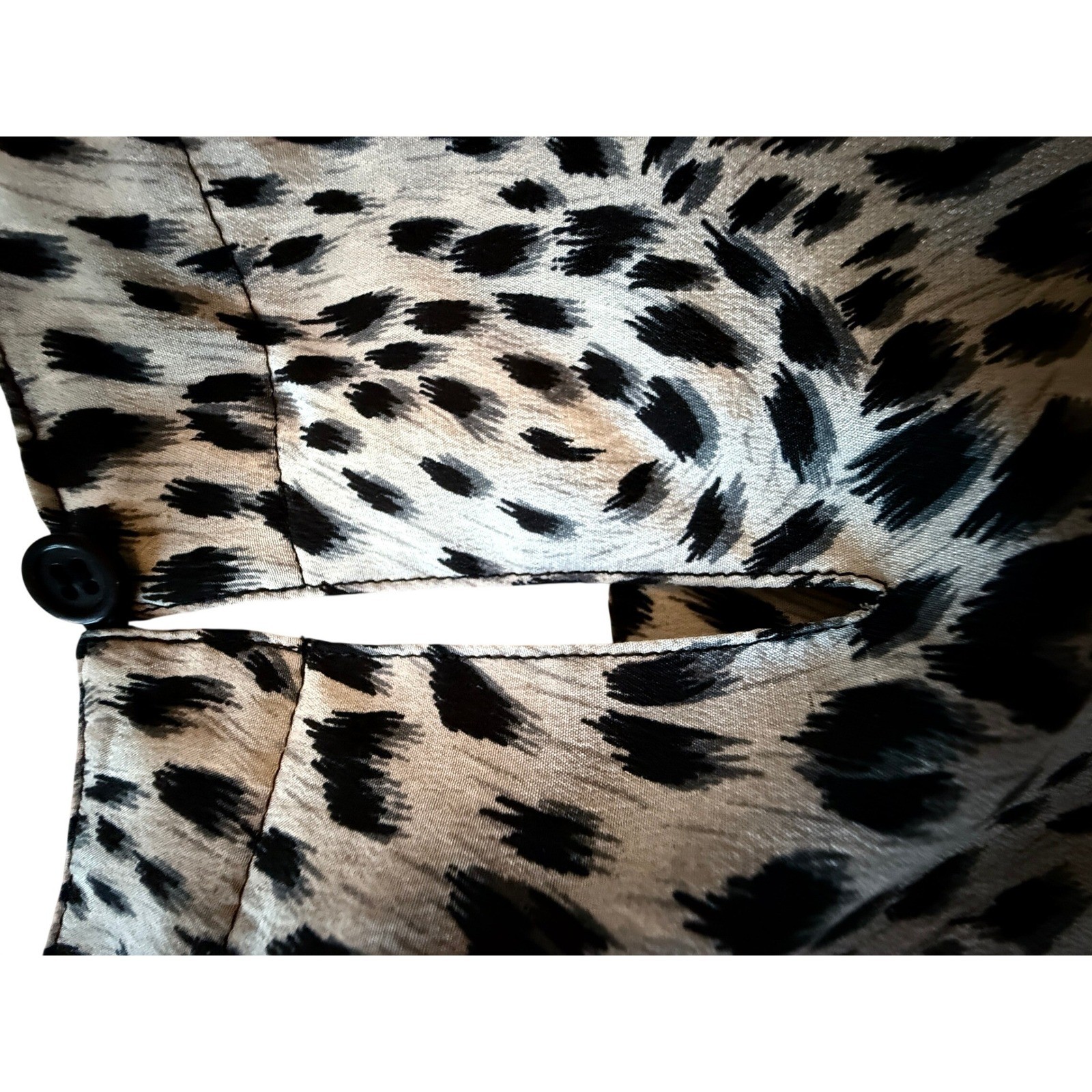 Anna and Frank Vintage Silk Animal Print Blouse Shoulder Pads NWT Black