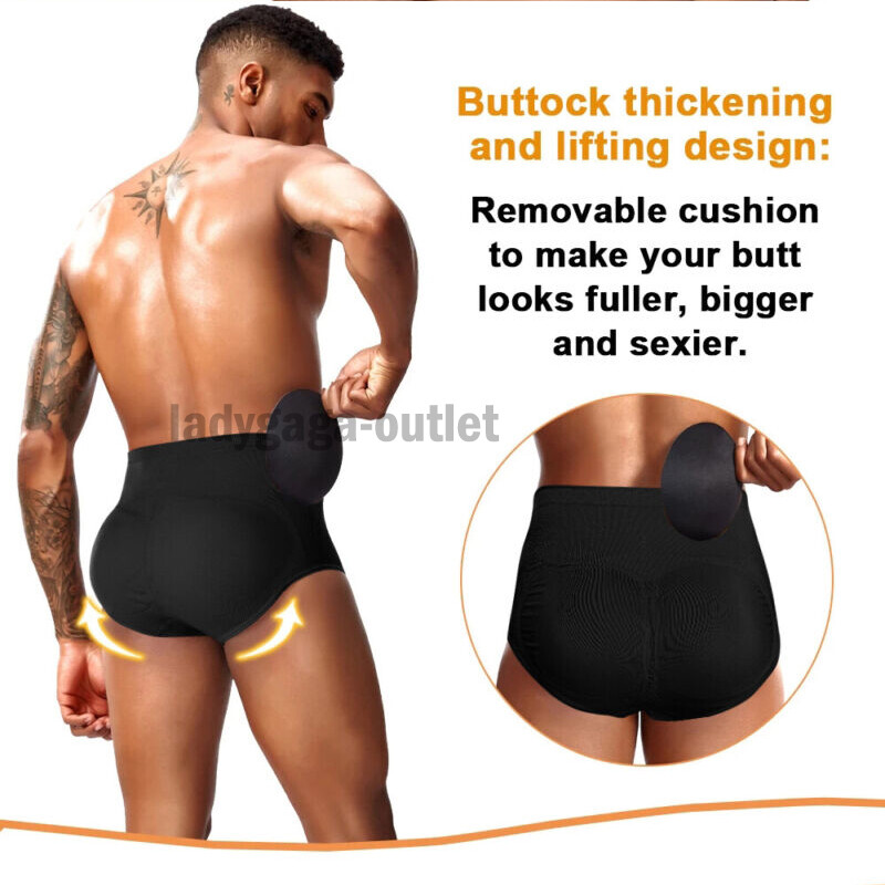 Men Padded Underwear Briefs Boxers Butt Lifter Hip Enhancer Shorts Shaper Pants
