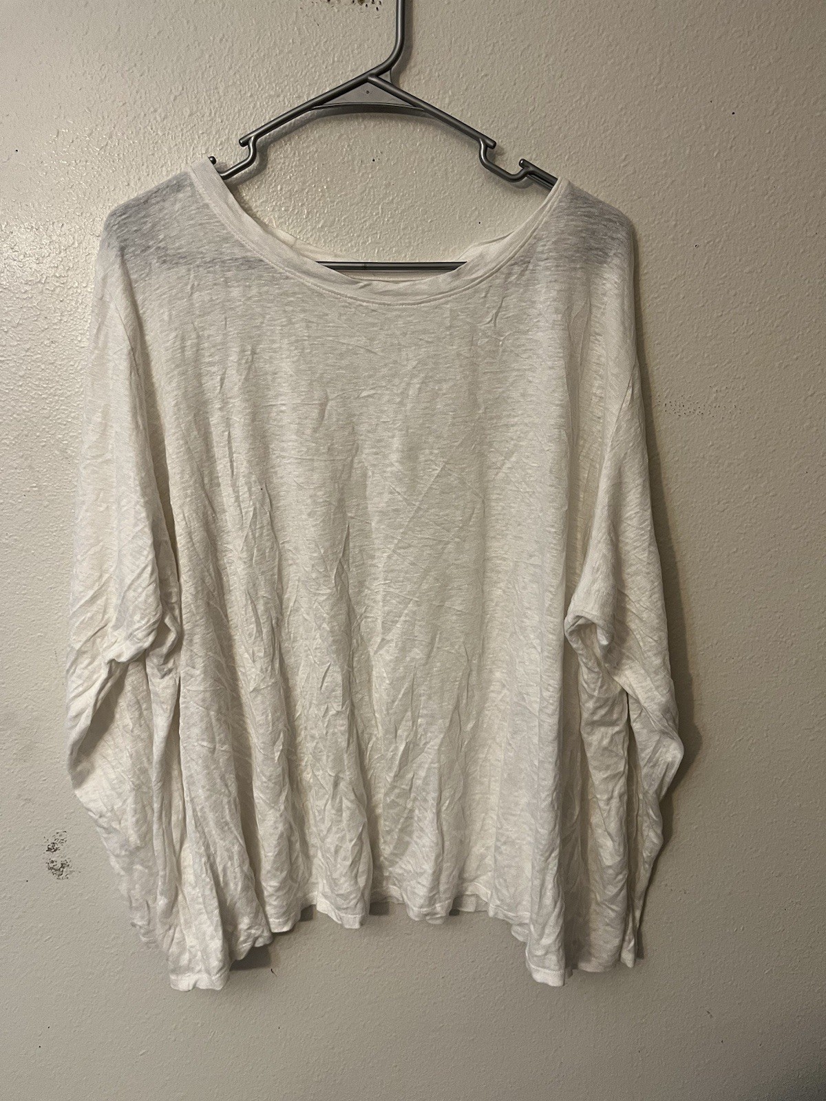 EILEEN FISHER White Organic Linen Pullover Tunic Sweater Size 2X
