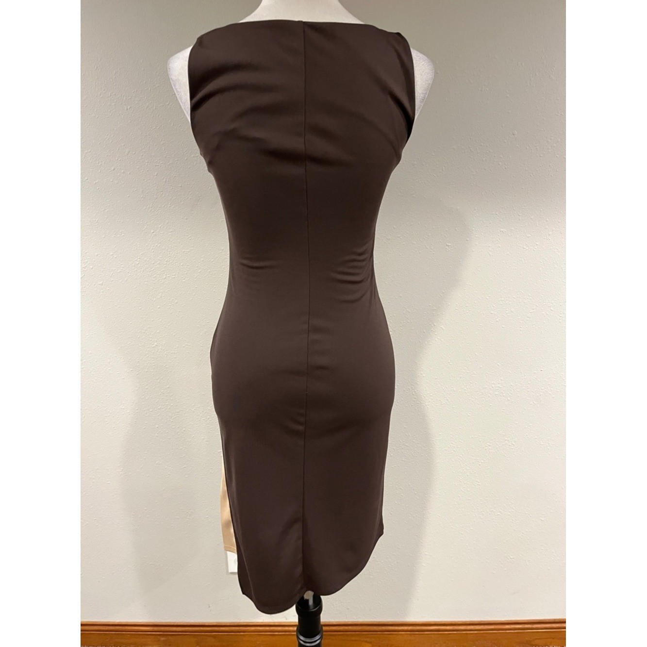 Express Sleeveless Brown & Cream Sheath Dress size 2