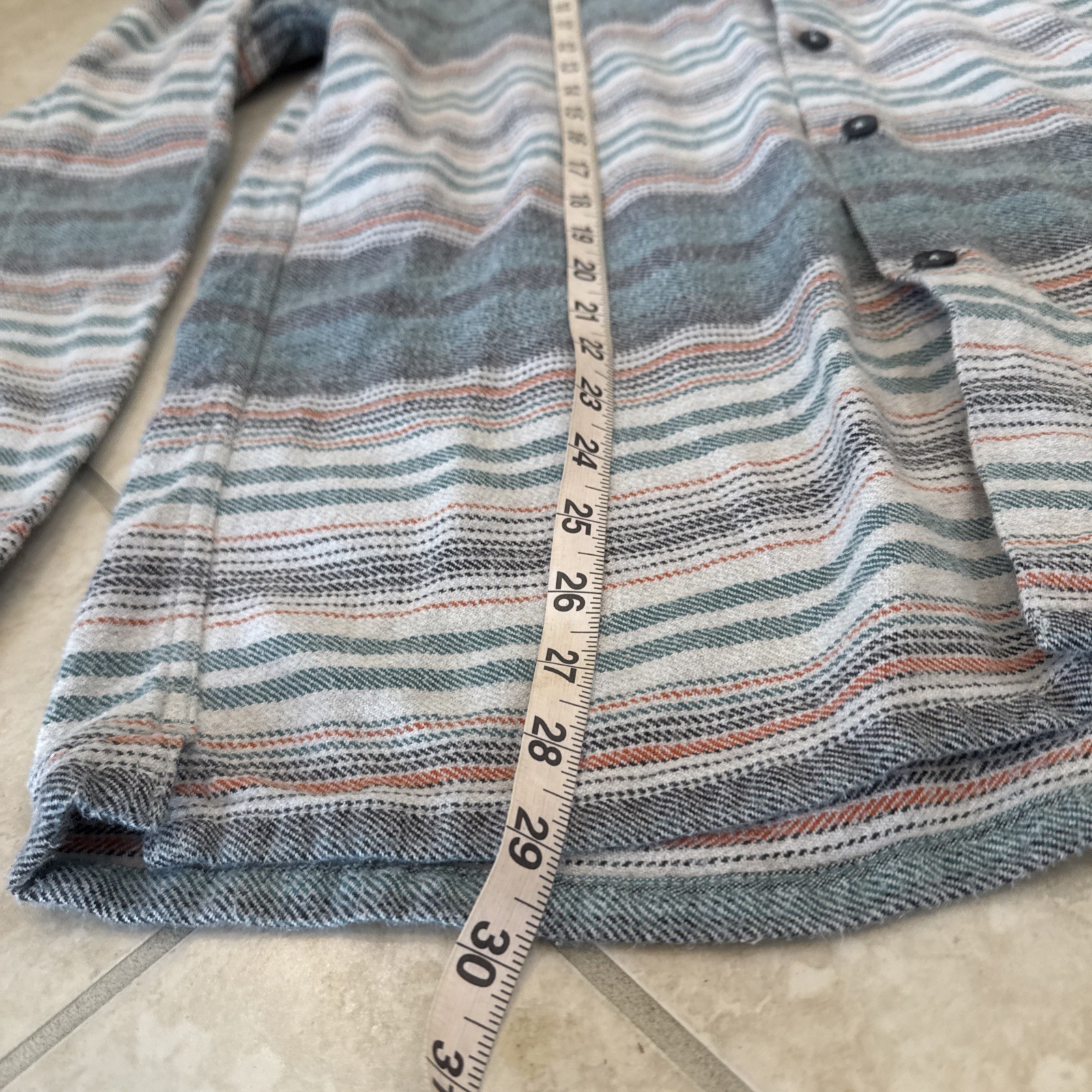 Billabong Baja Flannel Button Up Jacket Shacket Sz L Blue Green Striped Hooded