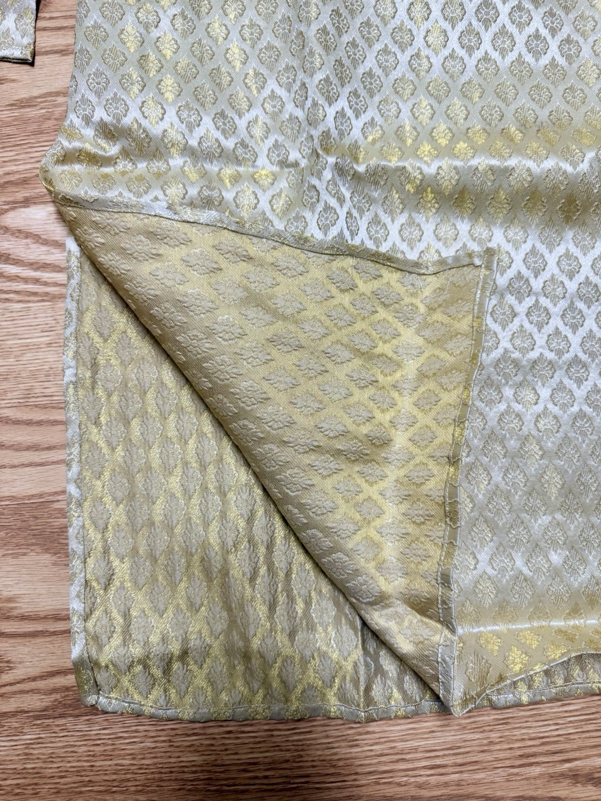 NWT Men’s Kurta PAJAMA SET SZ 40 M/L GOLDEN BROCADE Sherwani India-USA seller