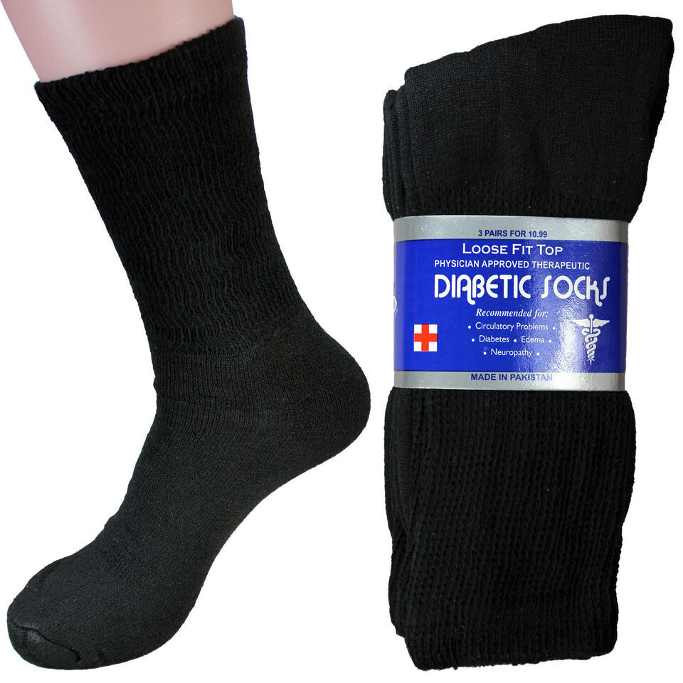 12 Pairs Men’s Health Circulatory Diabetic Cotton crew socks 9-11 10-13 13-15