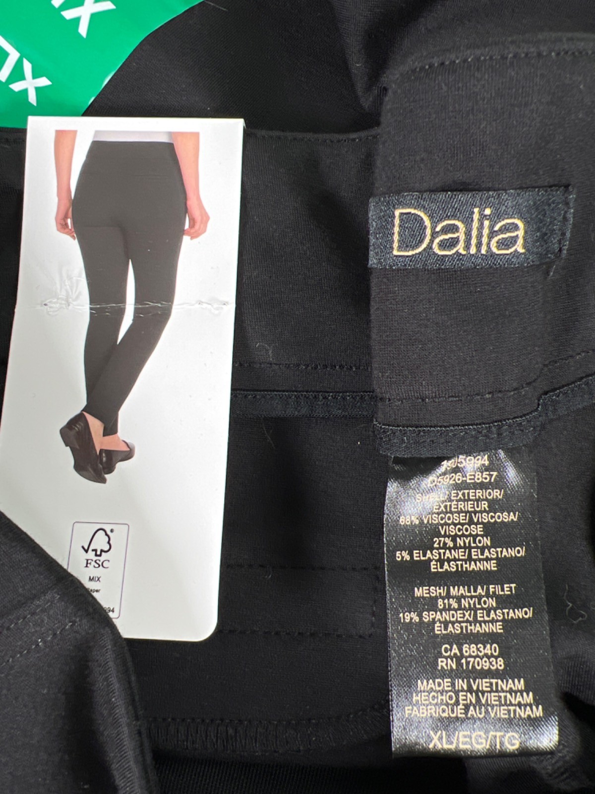 Dalia Women’s Black Slim Straight Leg Pull On Stretch Pants – XL