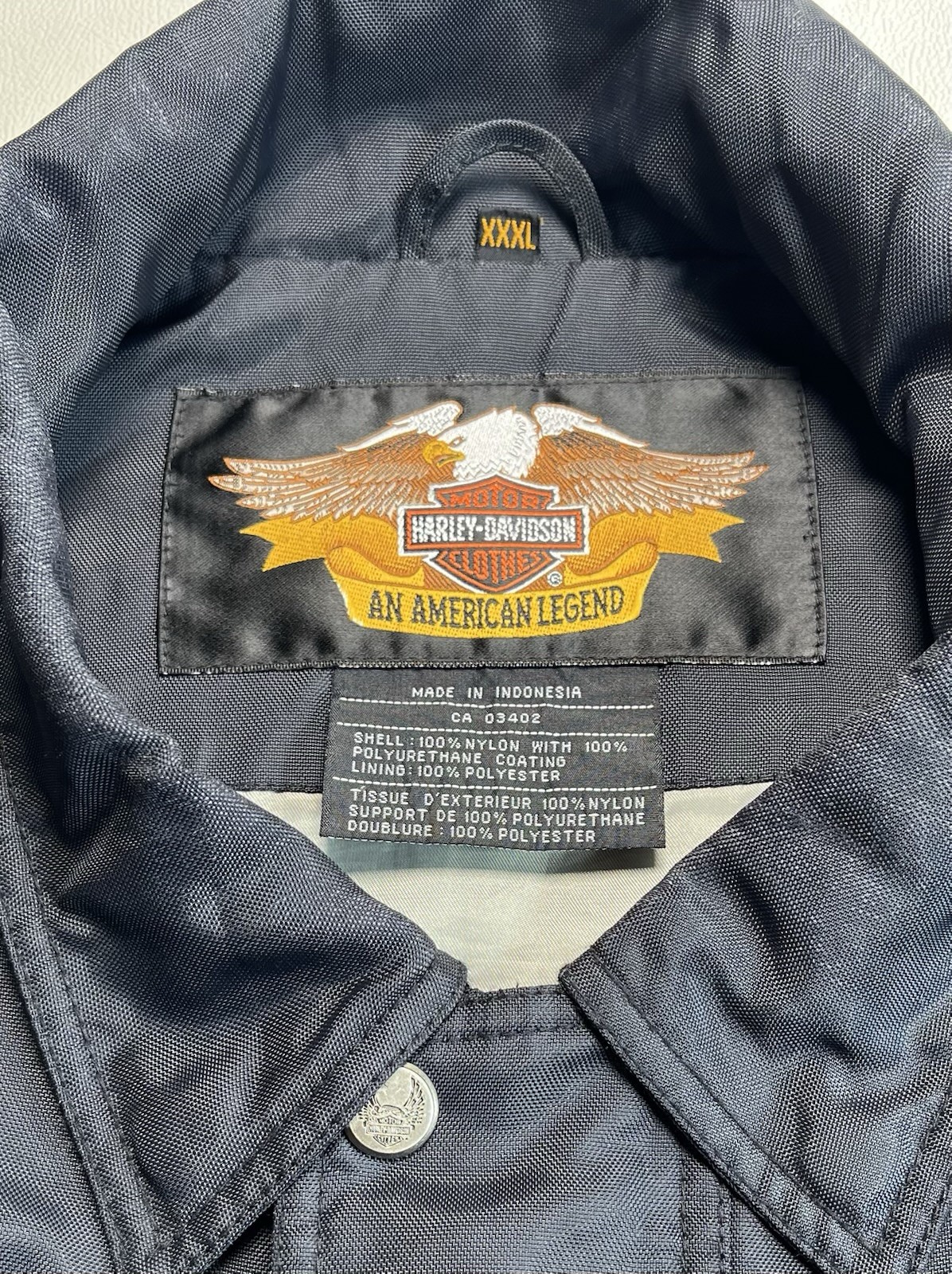Harley Davidson Motorcycle Jacket Mens XXXL Black Nylon Quilted Biker 971 *READ*