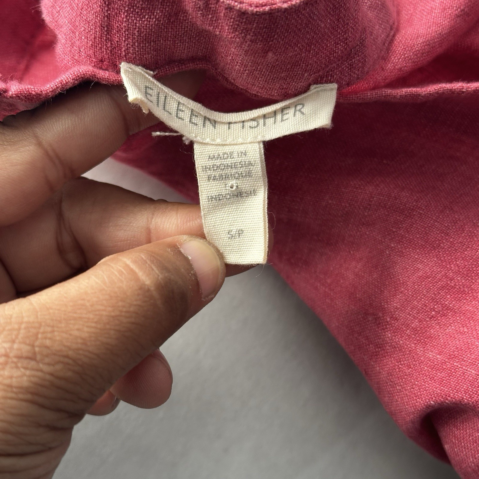 Eileen Fisher Organic Linen 2-Pc Set Boxy Top + Ankle Pants S/P Raspberry Berry