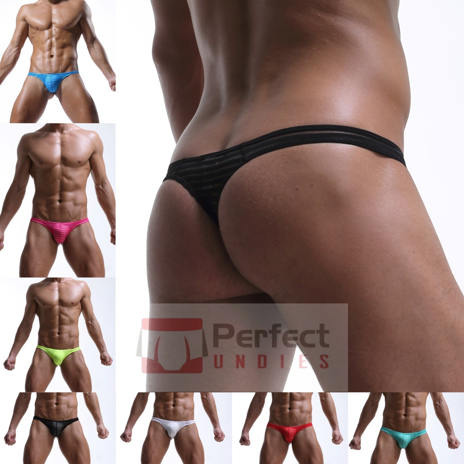 USA Seller Sexy Mens Underwear Thong Mesh Sheer lace Pouch G-string Transparent