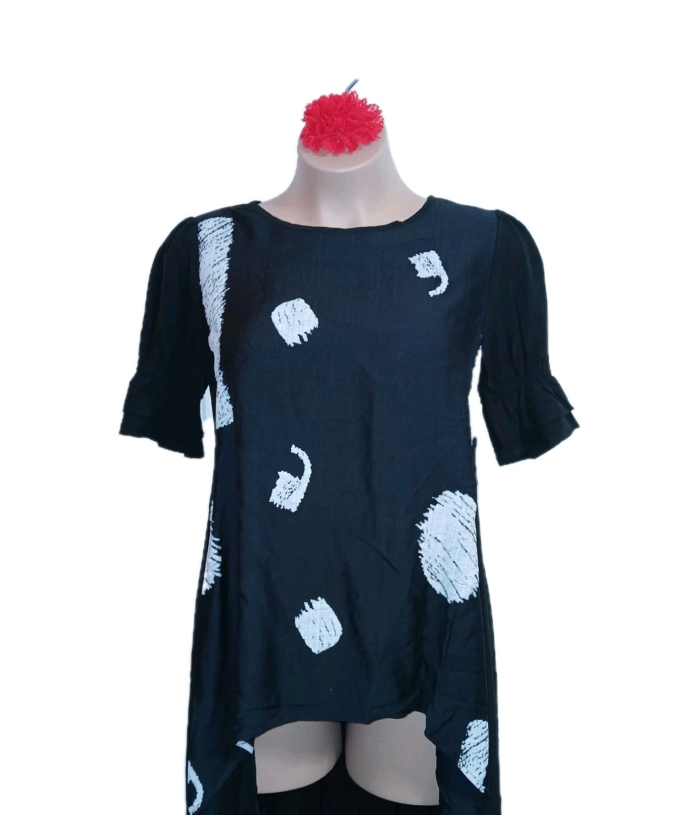 Patrizia Luca Milano High Low Top Medium Women Black White Pleated Art To Wear