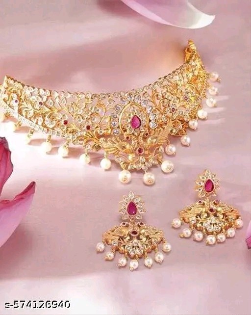 Indian Bollywood Gold Plated Kundan Choker Bridal Necklace Earrings Jewelry Set