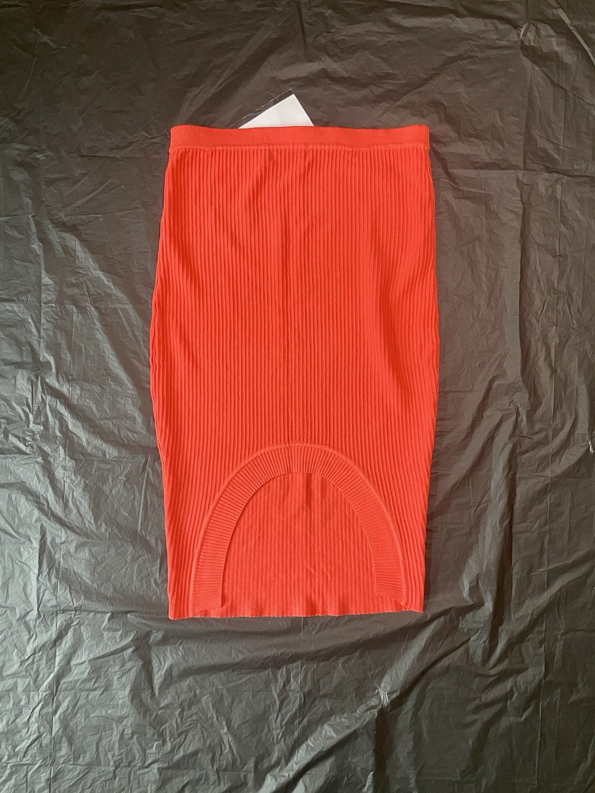 REHAB Women’s Orange Ribbed Knit Pencil Skirt Knee Length Pull-On Size L