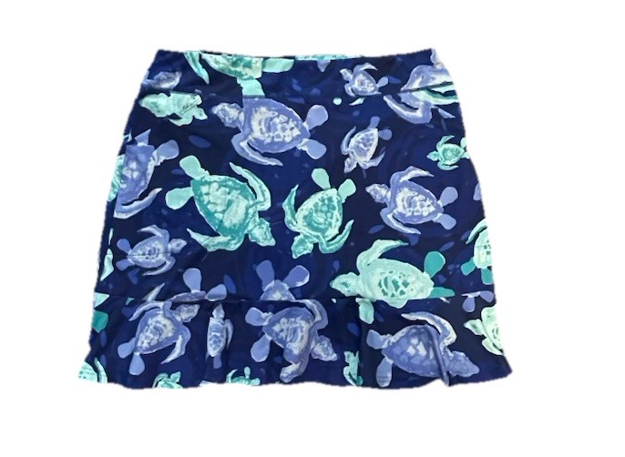 Ana Clare Active Turtle Blue Green Ruffle Skort Golf Tennis Size L EUC💚
