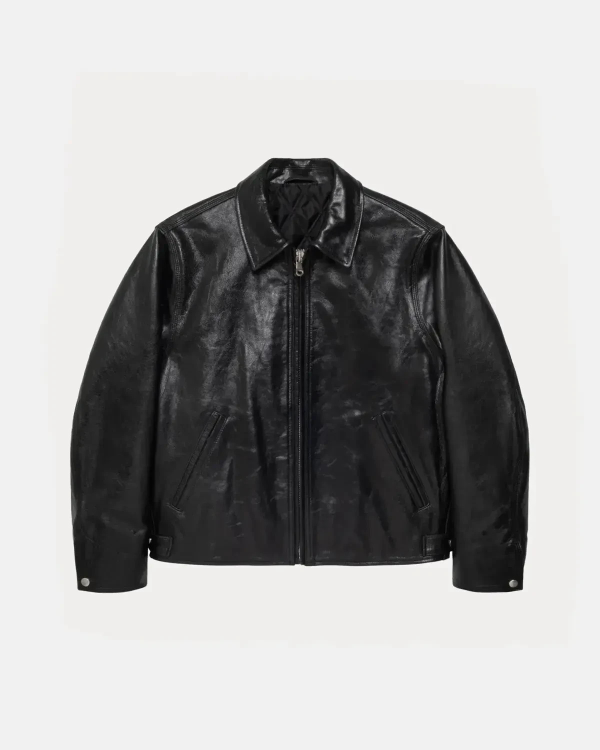 Stussy SS25 Garage Leather Jacket – Black Size Large Very Rare