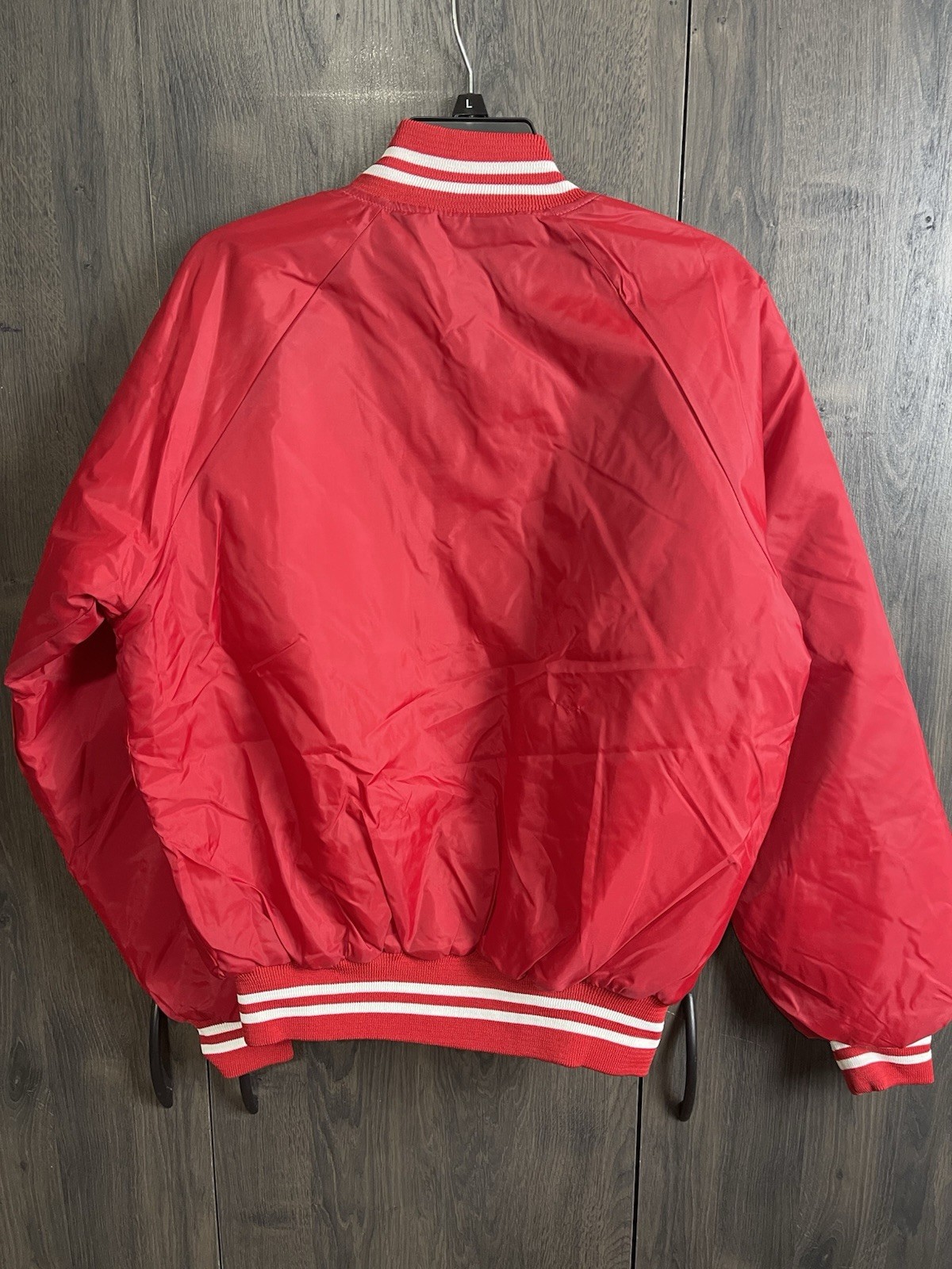 Vintage Button Up Nylon Satin Jacket made in the USA Adult Medium Red