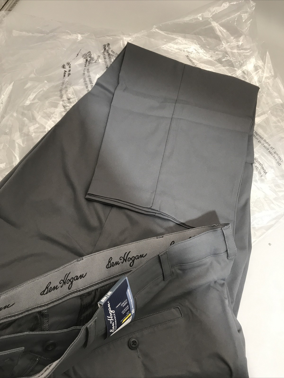 Ben Hogan Mens Performance Pants Stretch Fabric Size 50×30 Asphalt Dark Gray New