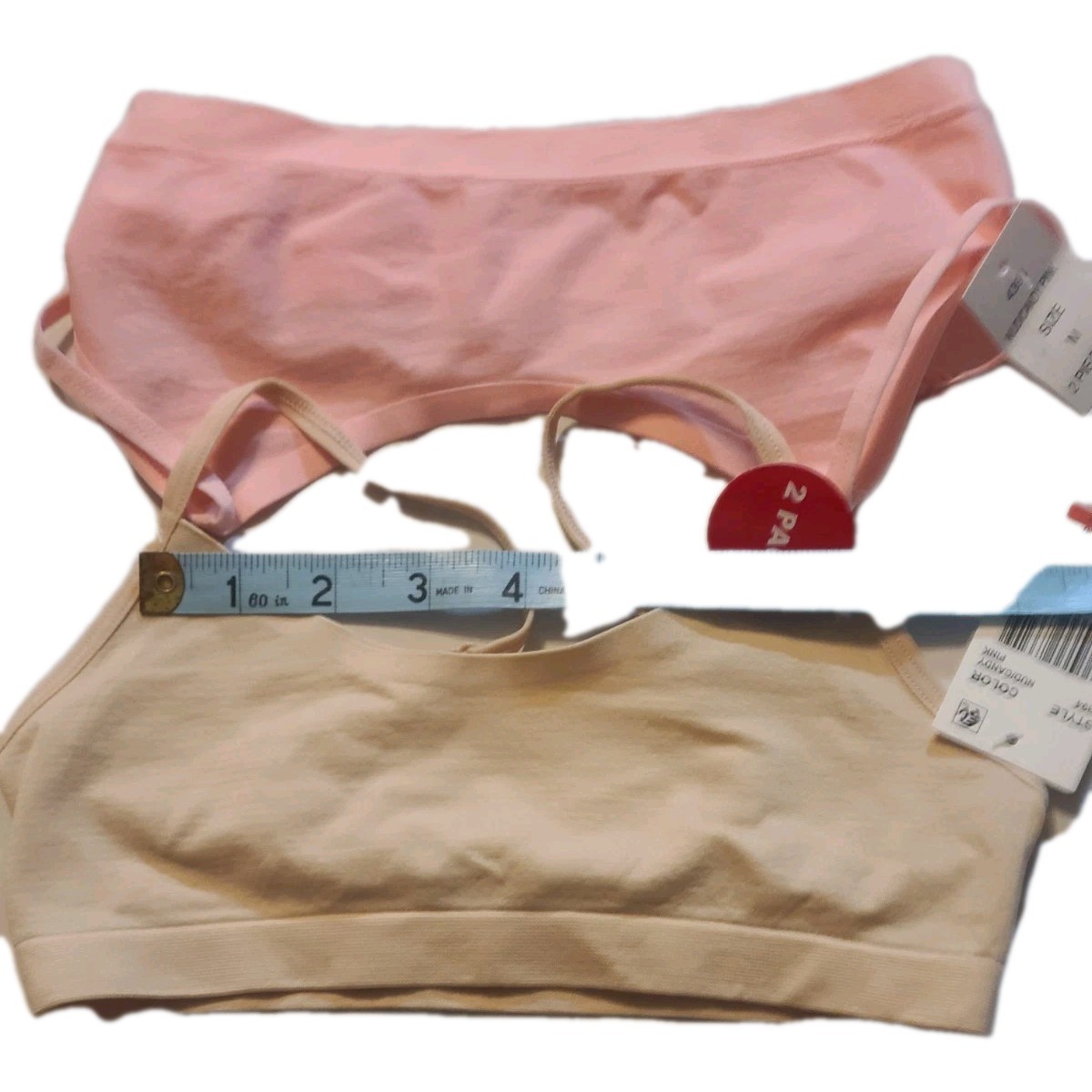 Maidenform Girls Candy Pink/Nude Bralette Bra 2 Piece Set Medium NWT