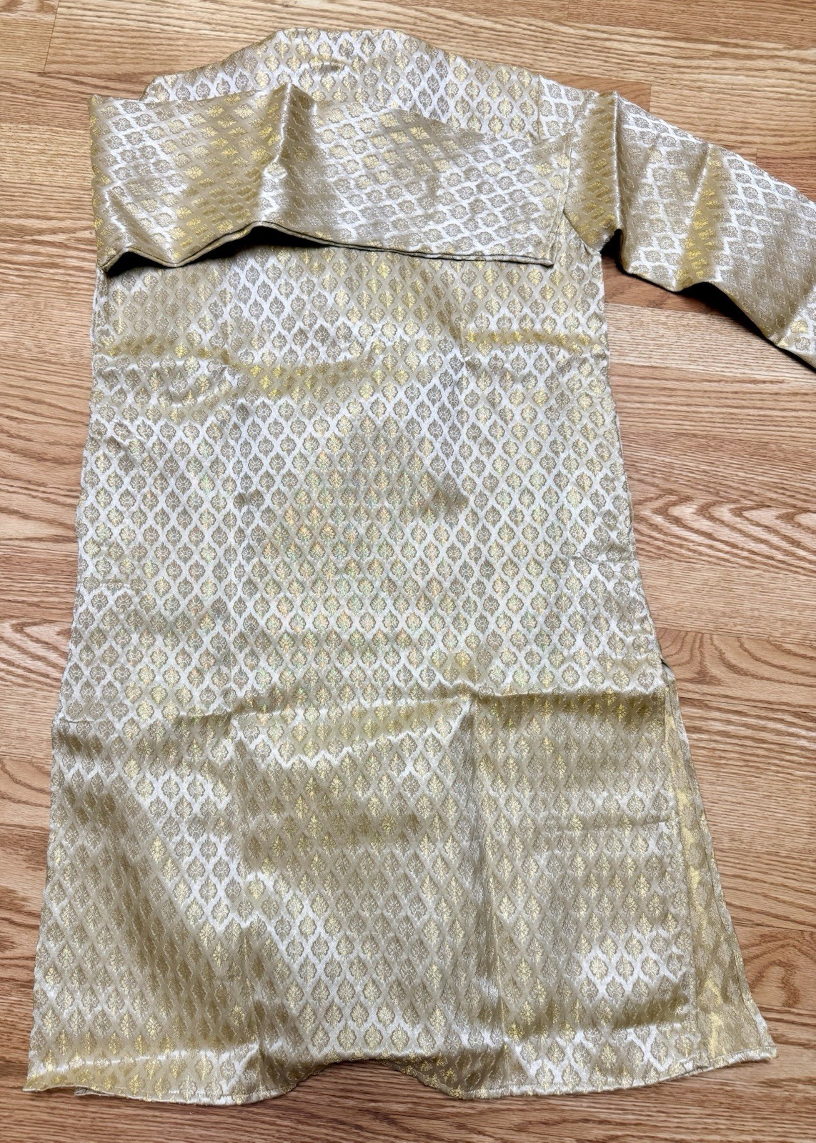 NWT Men’s Kurta PAJAMA SET SZ 40 M/L GOLDEN BROCADE Sherwani India-USA seller
