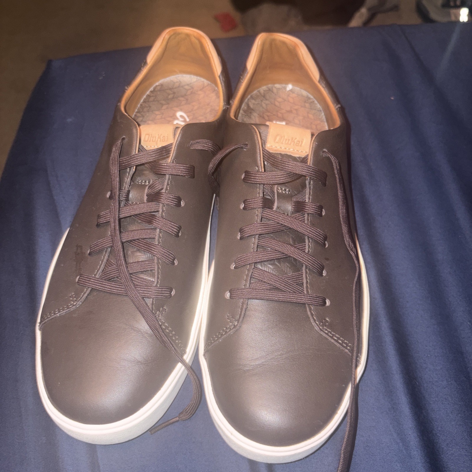 OLUKAI Lae’ahi Li ‘Ili Men’s Waterproof Leather Sneaker Brown Size 9 WORN ONCE