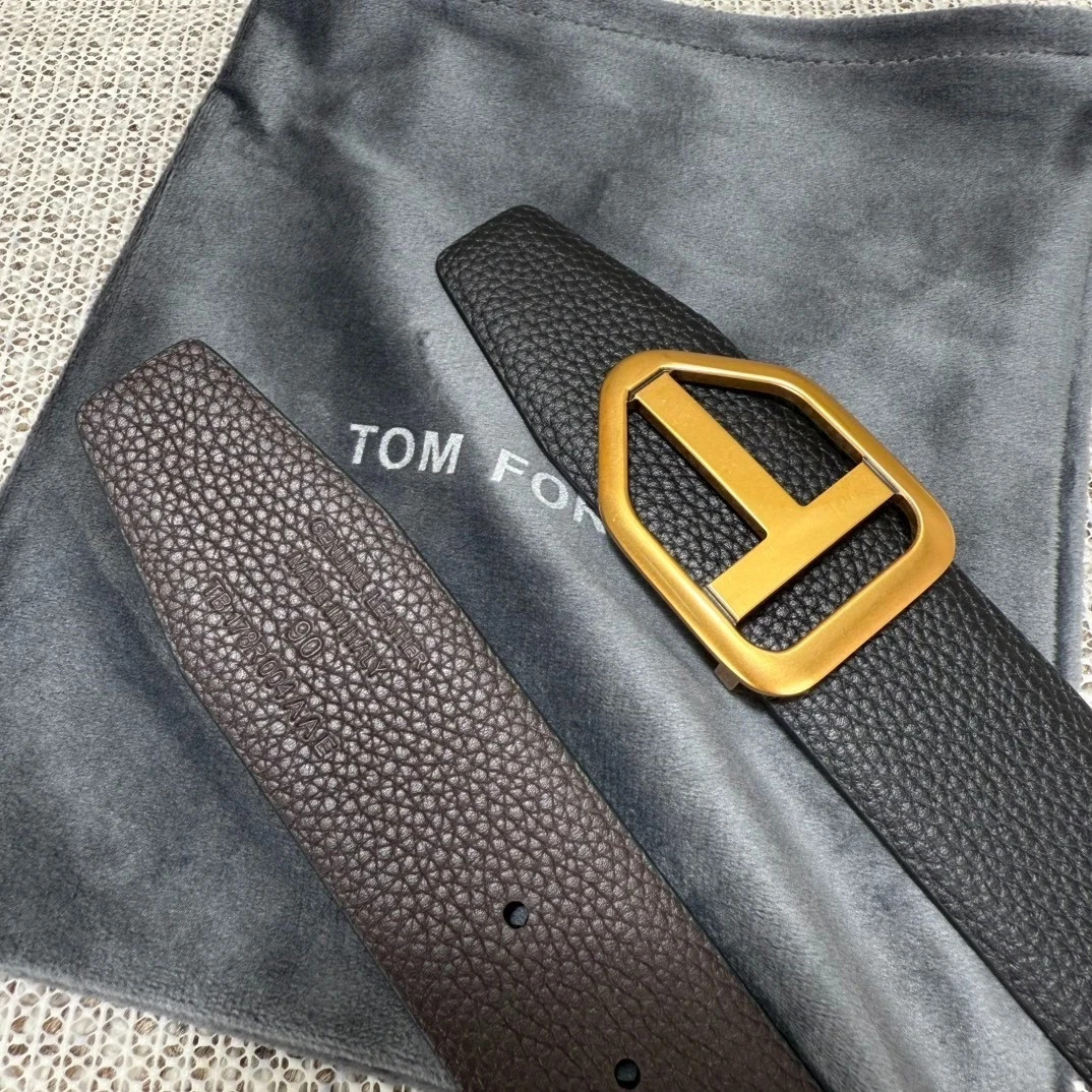 TOM FORD Black/ Brown Leather 38mm Belt New And Authentic