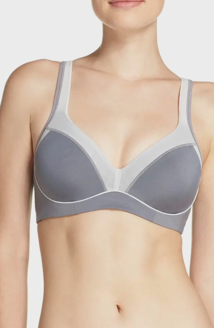 Natori 34DDD Zen Sports Bra Convertible Underwire Padded 752147 Gray
