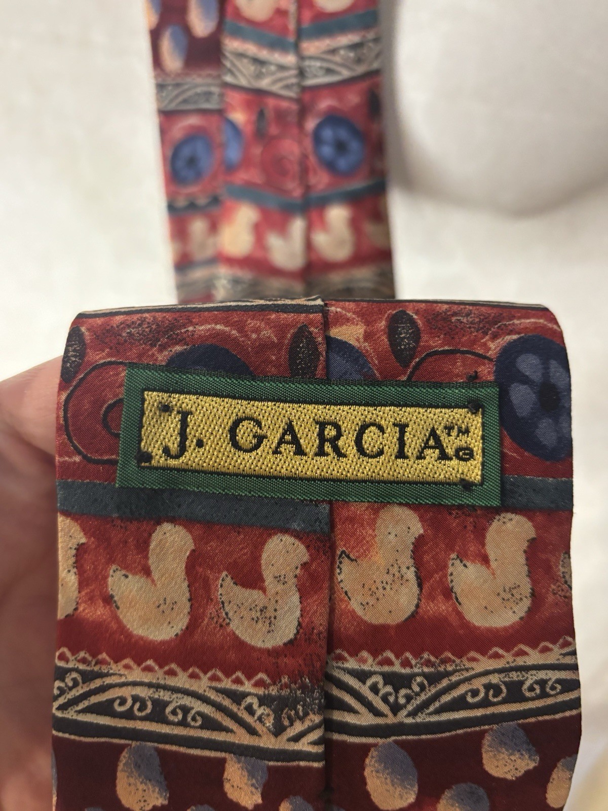 J. Garcia Snail Garden Collection Nine Silk Tie Multicolor Geometric Abstract