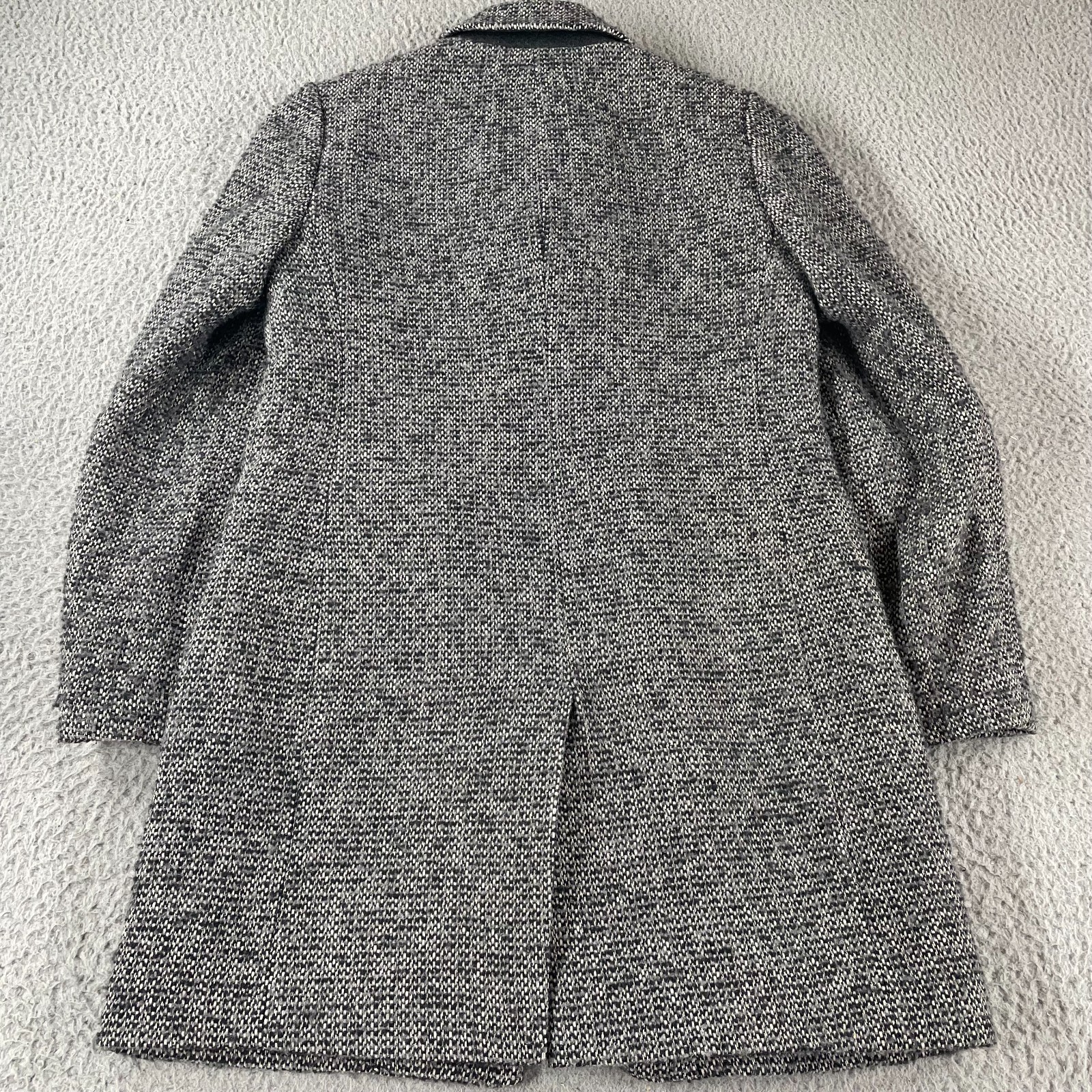 J Crew Factory Tweed Topcoat Coat Grey Black H1493 Size 8 Jacket 3 Button