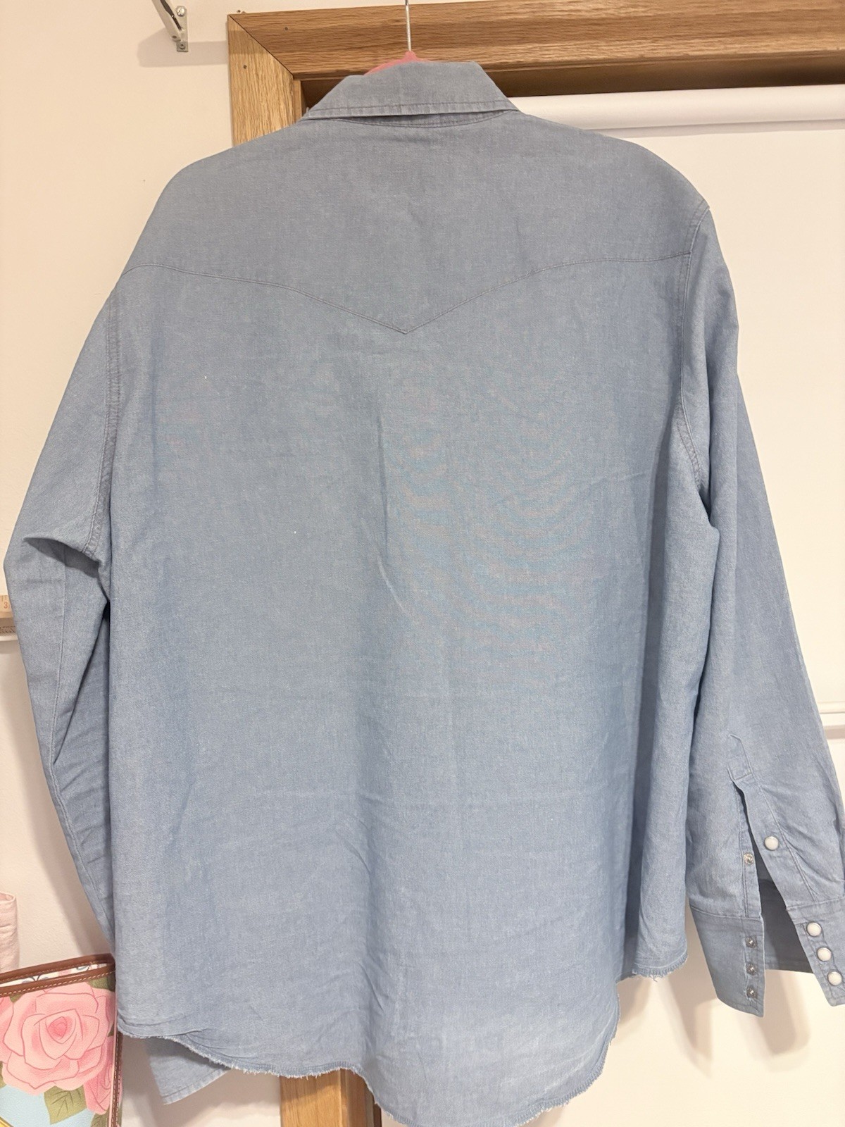 Wrangler Men’s Cowboy Cut XL Blue Western Long Sleeve Pearl Snap Shirt Starched