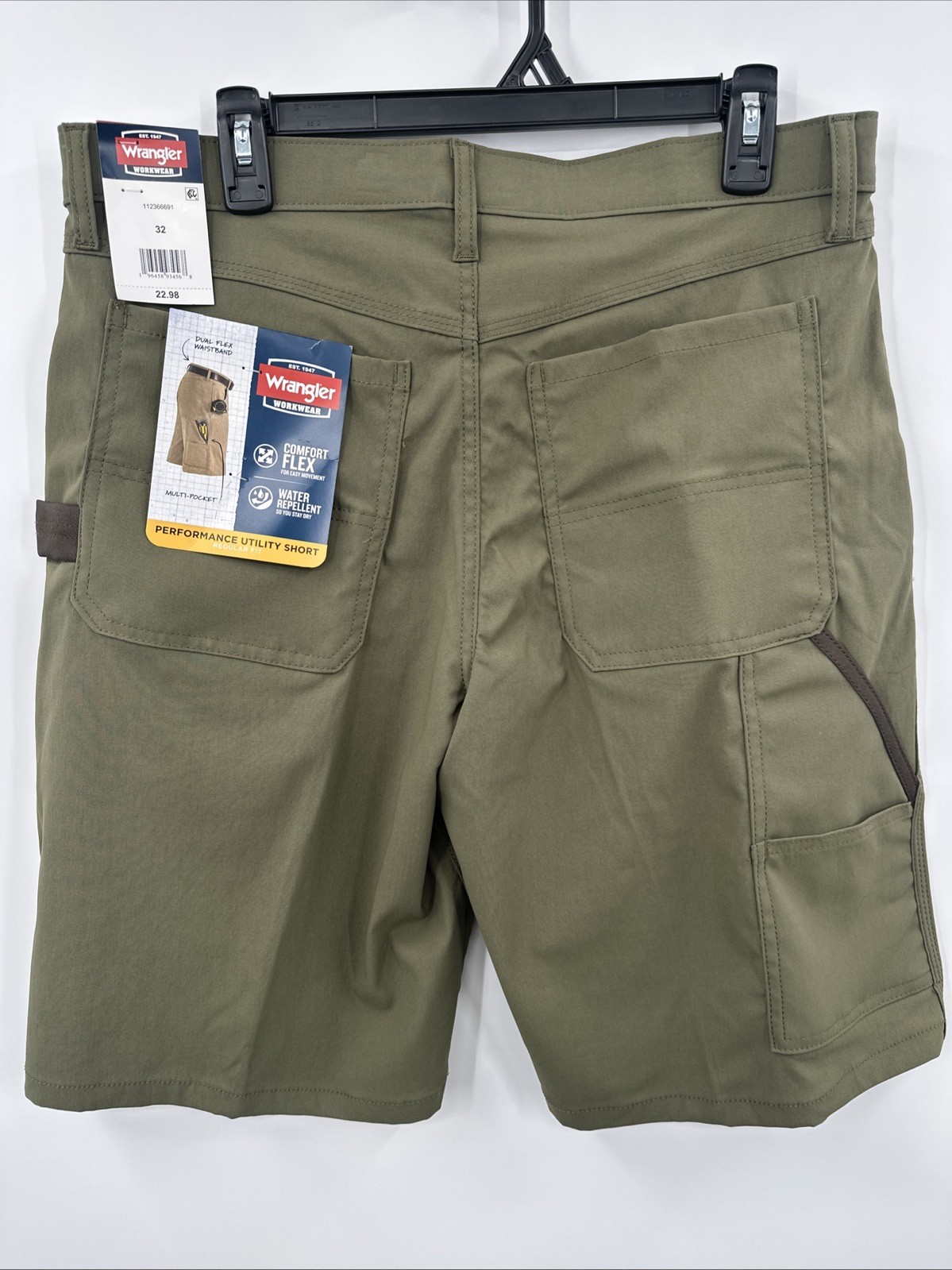 Wrangler Workwear Performance Utility Shorts Mens Green Work Comfort Flex