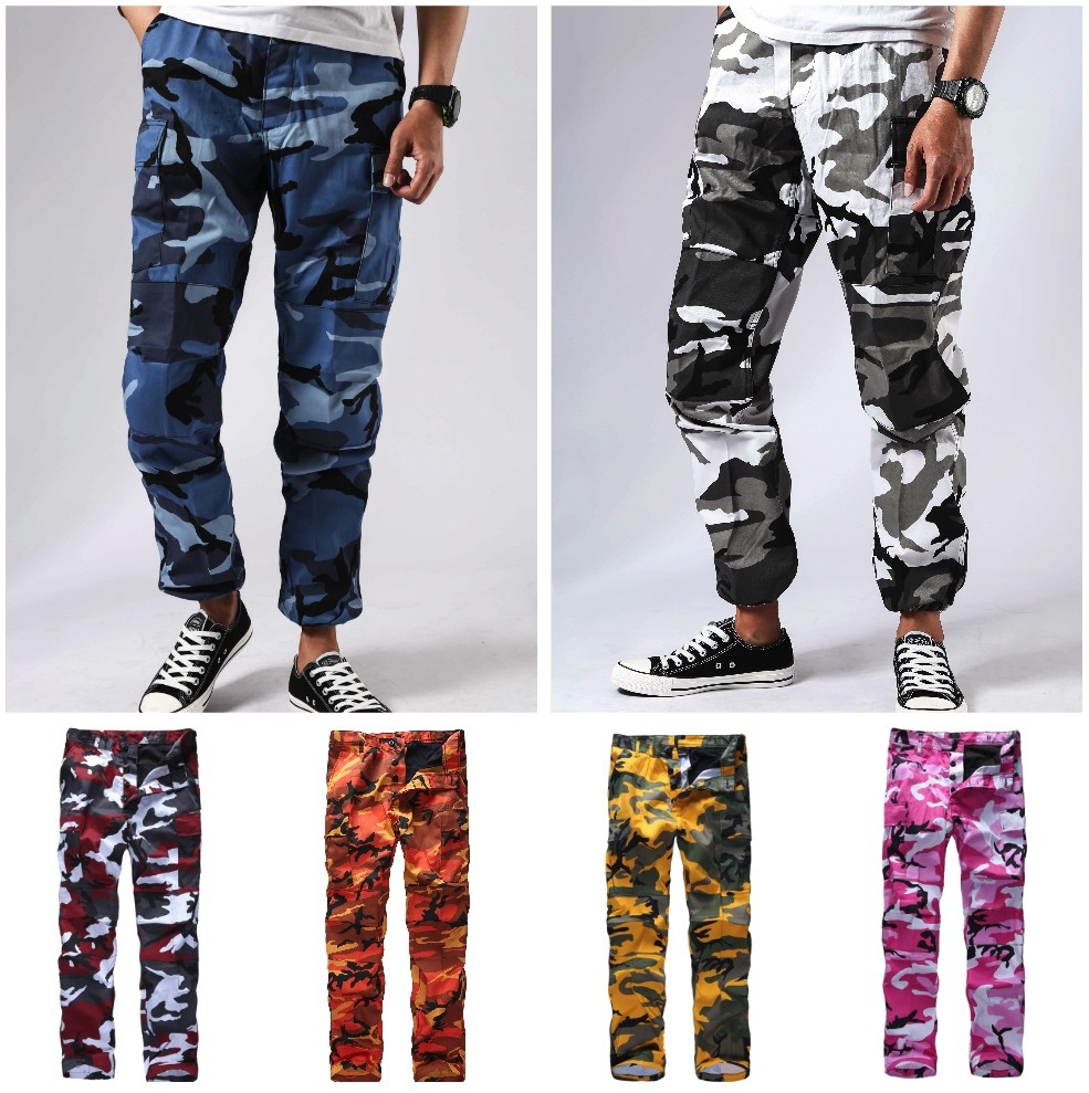 Mens Casual Camo Cargo Pants Trousers Military Combat Army Tactical BDU Pants