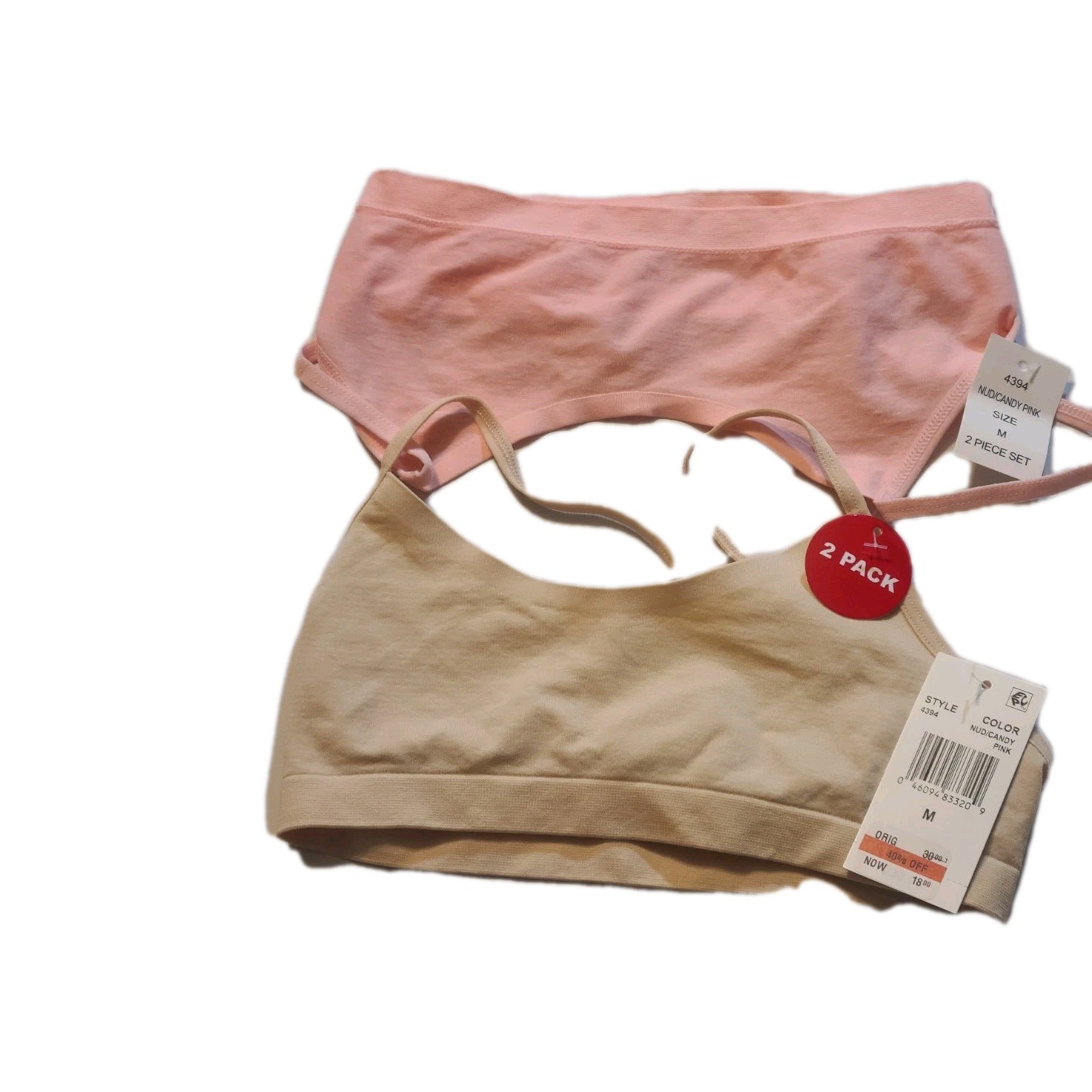 Maidenform Girls Candy Pink/Nude Bralette Bra 2 Piece Set Medium NWT