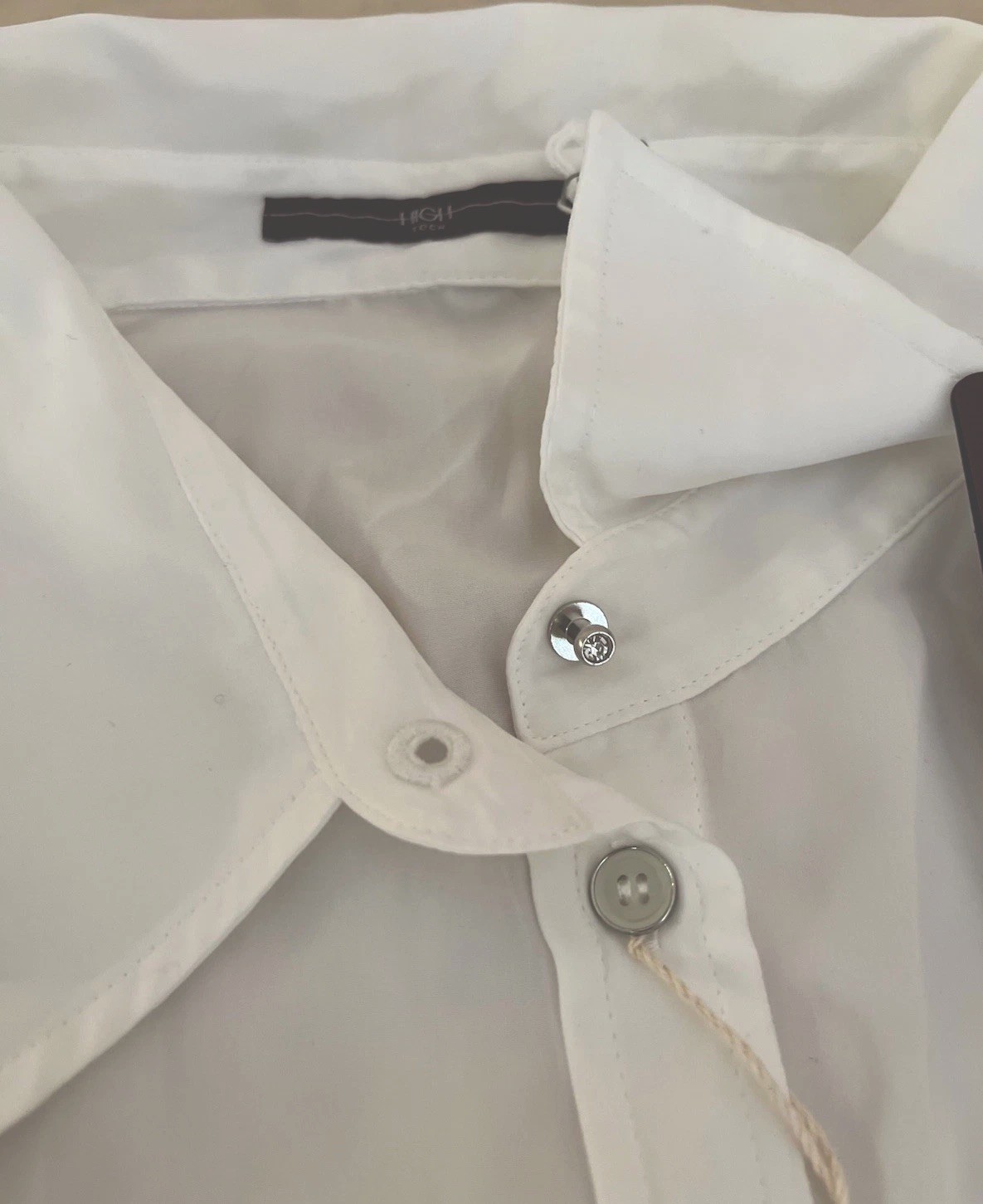 NWT Italy HIGH Tech/Use by Claire Campbell Ruffle Blouse Top White Sheer US 12