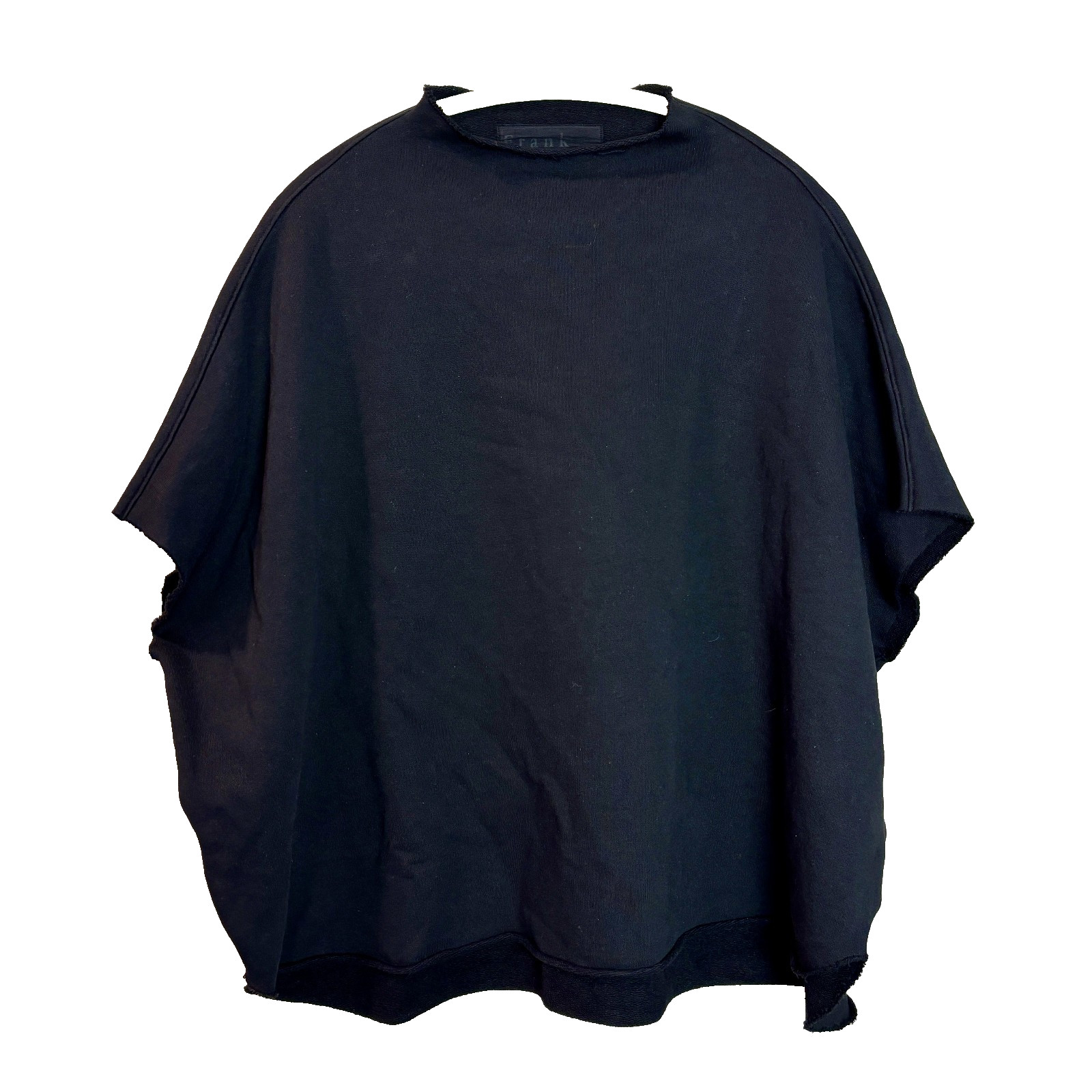 FRANK & EILEEN Audrey Funnel CAPELET Neck RAW HEM SWEATSHIRT BLACK OS Boxy