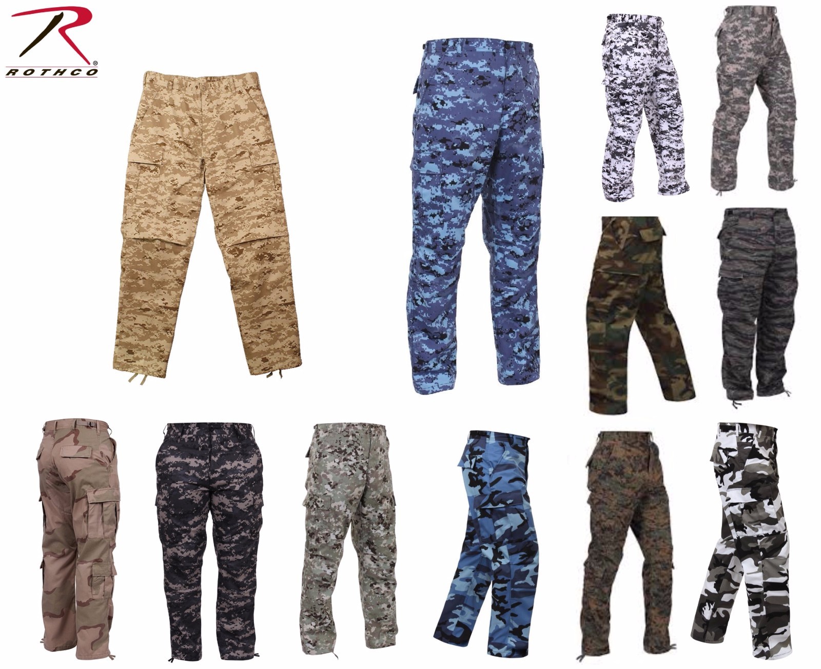 Rothco Military Camouflage BDU, Army Fatigue Tactical Combat Camo Pants SM-2X
