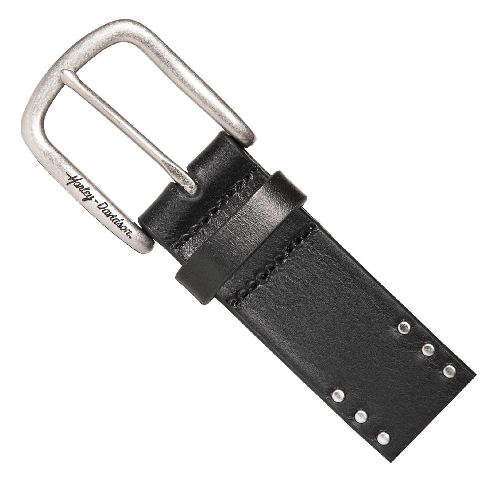 Harley-Davidson Women’s H-D Script & Studded Genuine Leather Belt – Black
