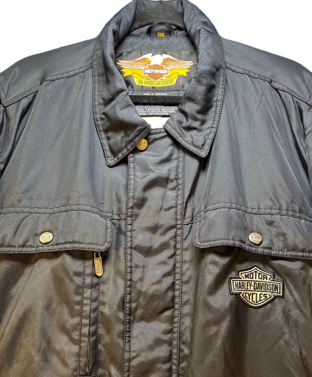 Harley Davidson Motorcycle Jacket Mens XXXL Black Nylon Quilted Biker 971 *READ*