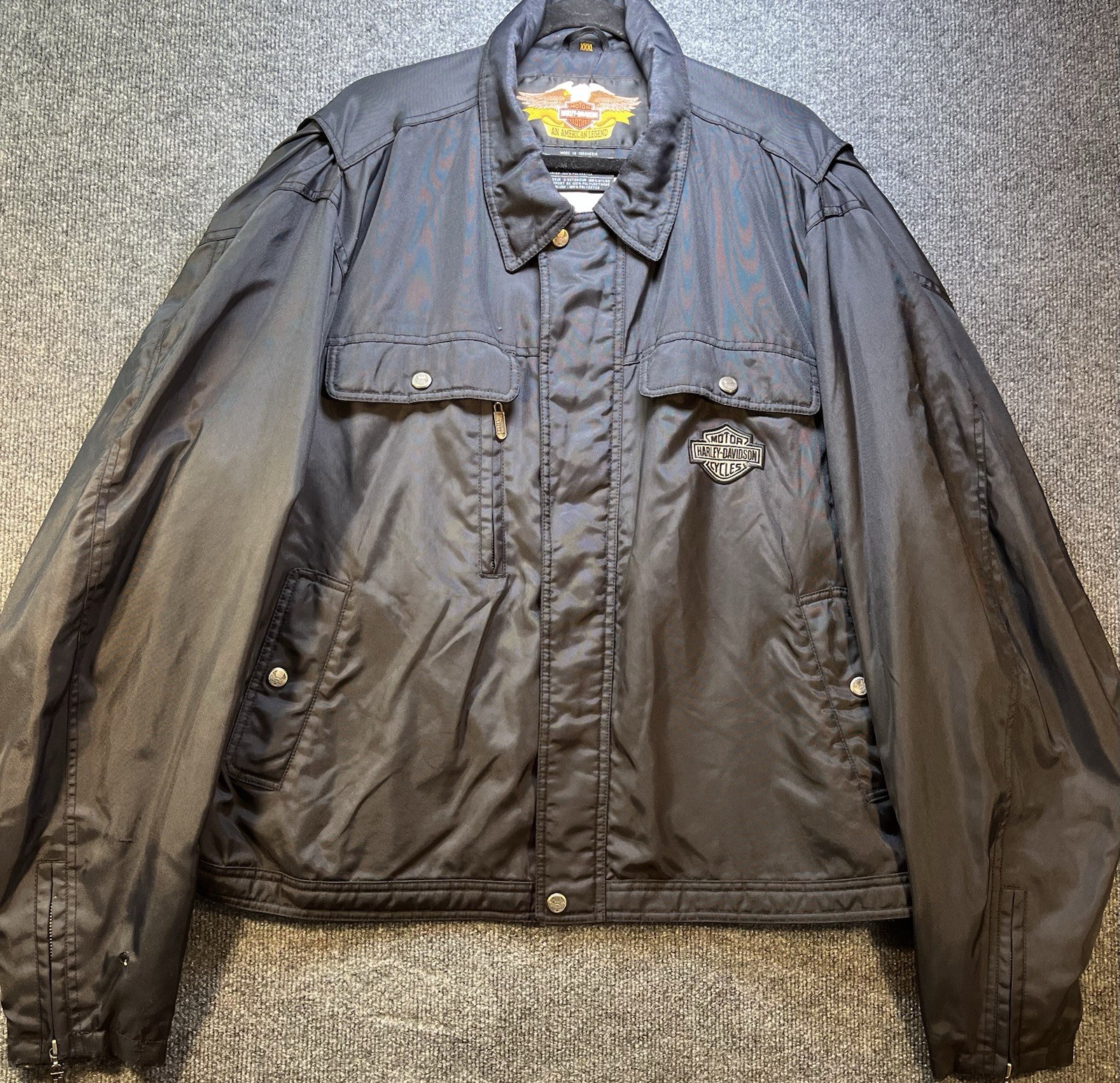 Harley Davidson Motorcycle Jacket Mens XXXL Black Nylon Quilted Biker 971 *READ*