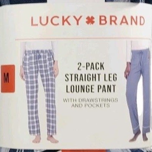 LUCKY BRAND Lounge Pajama Pants Sz M Blue Plaid 2 Pair Pack Loungewear PJs NWT