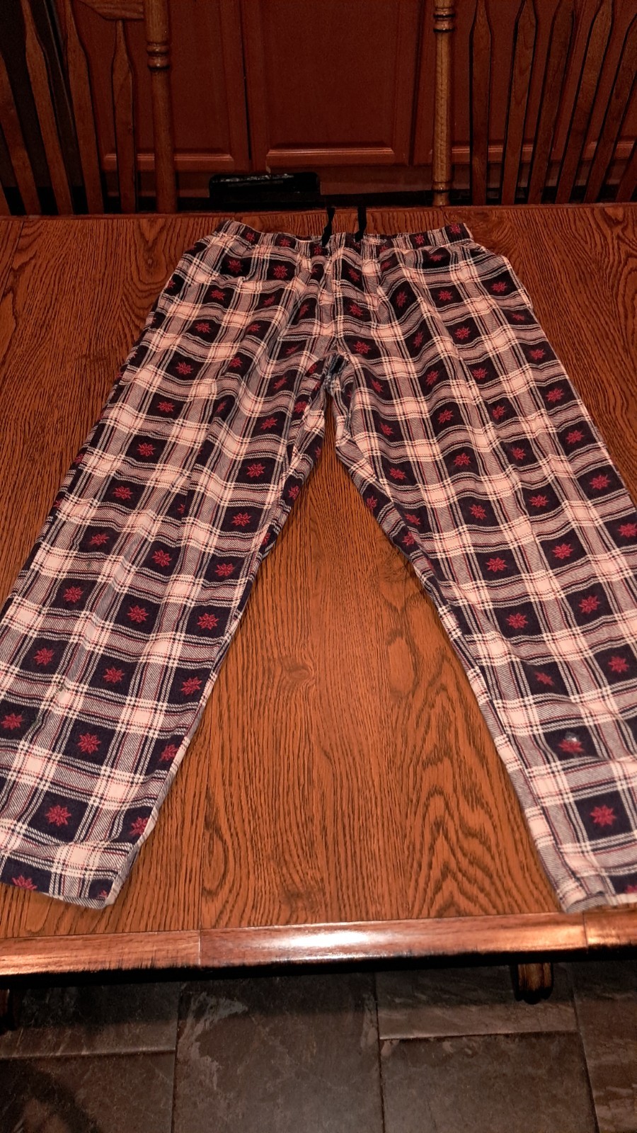 His Pajama Pants Snow Flakes Red and Blue Size Med Pajama Pants