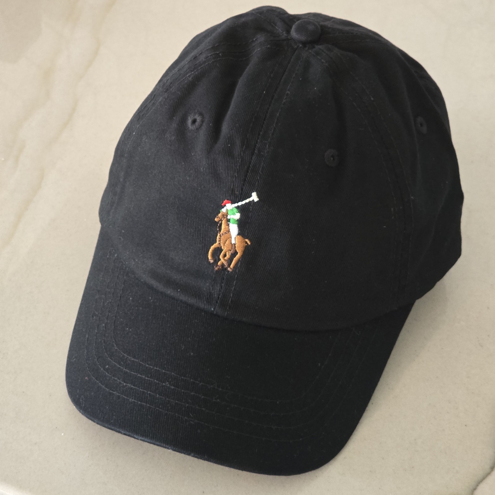 Polo Ralph Lauren Cotton Chino Twill Adjustable Leather Strap Ball Cap Black