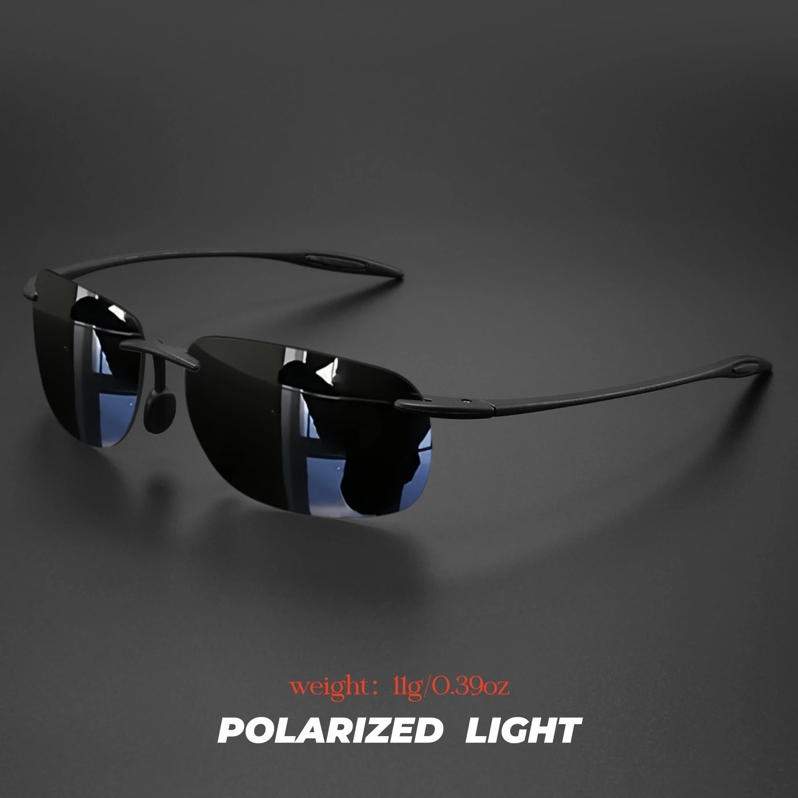 Rimless TR90 Sunglasses Polarized UV400 Lenses Lightweight Outdoor Men Glasses